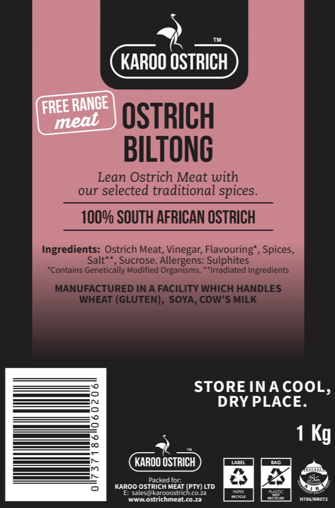
                  
                    Ostrich Biltong - Ostrich Meat - Karoo Ostrich Meat
                  
                