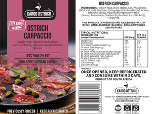 
                  
                    Load image into Gallery viewer, Ostrich Carpaccio - Ostrich Meat - Karoo Ostrich Meat
                  
                