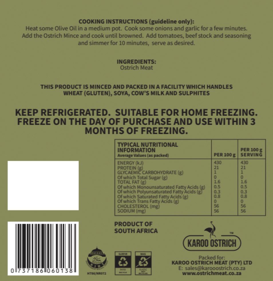 
                  
                    Fresh Ostrich Steak Mince - Ostrich Meat - Karoo Ostrich Meat
                  
                